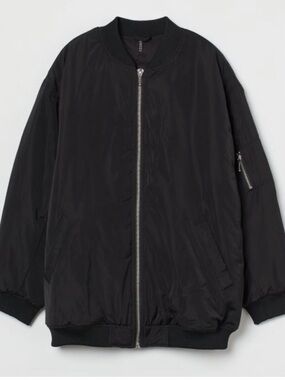 H&M Black Puffer Bomber Jacket with Zip